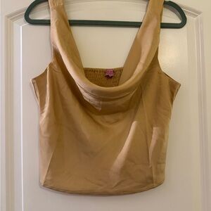 Francesca's Collections Tan Sleeveless Cowl Neck Blouse NWT